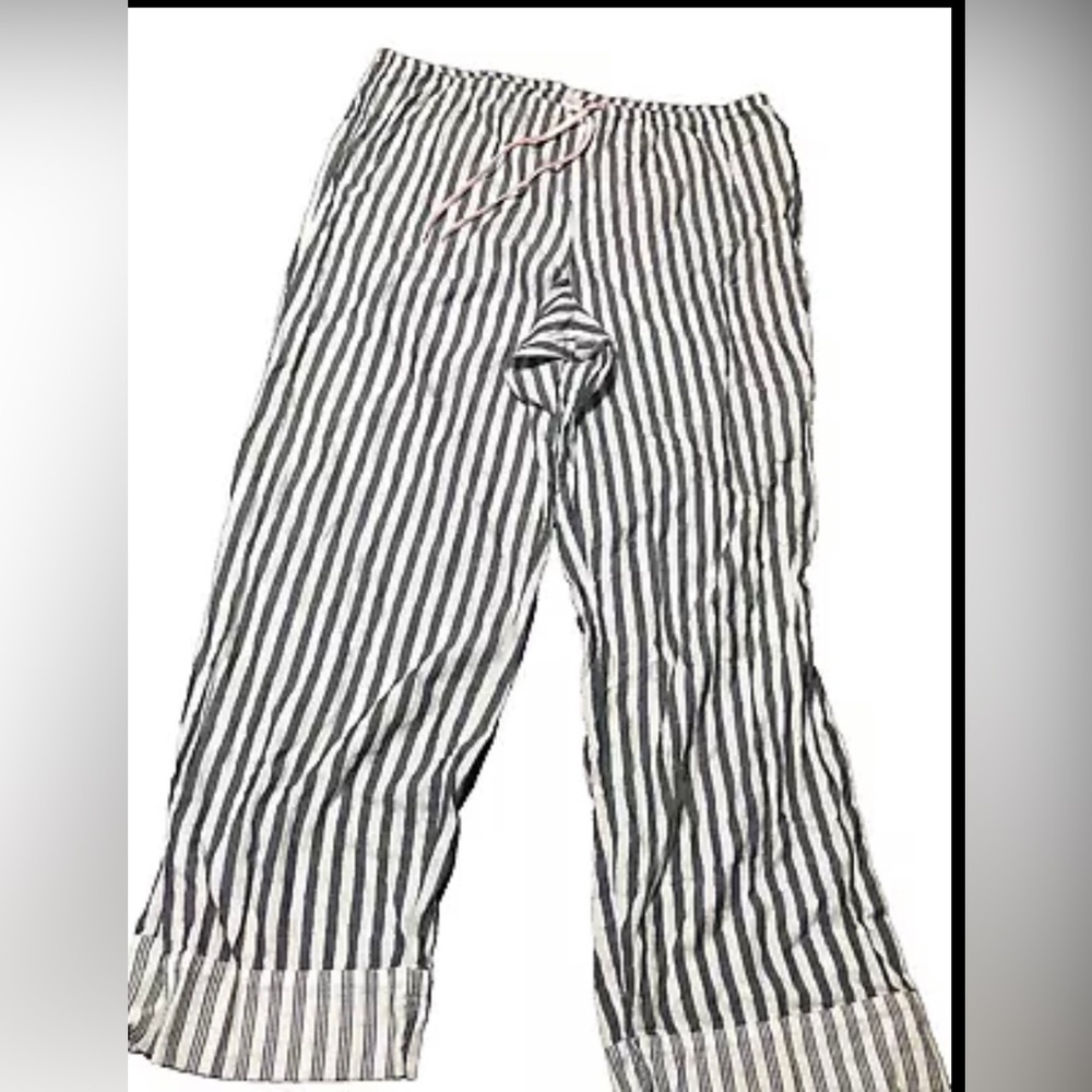 Victoria’s Secret Gray White Silver Metallic Stripe Pajama Pants XL Draw…